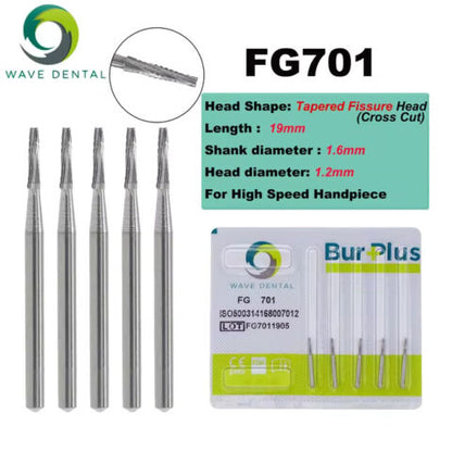 Dental Carbide Burs High Speed Tungsten FG 699(L) - 702(L) 5Pcs/Pack