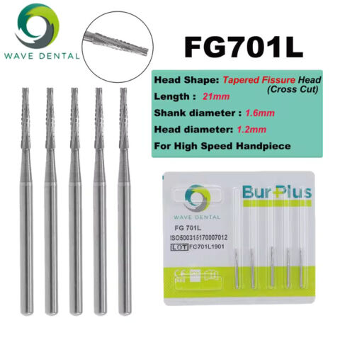 Dental Carbide Burs High Speed Tungsten FG 699(L) - 702(L) 5Pcs/Pack