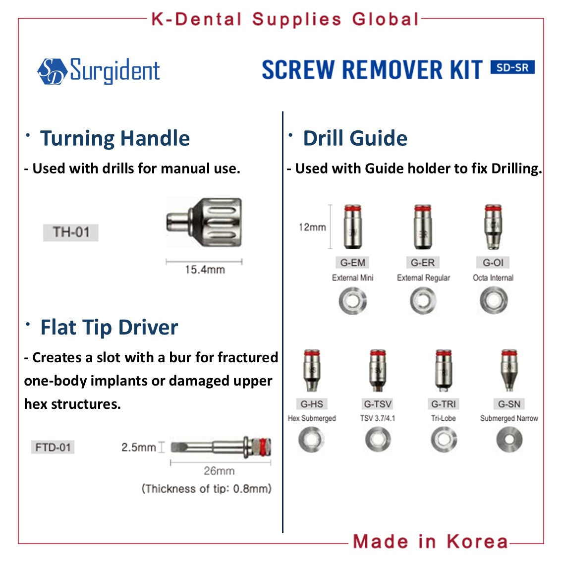 Surgident Dental Implant Surgical Screw Removal Kit