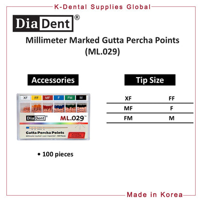 Dental Millimeter Marked Gutta Percha Points ML.029 All Sizes