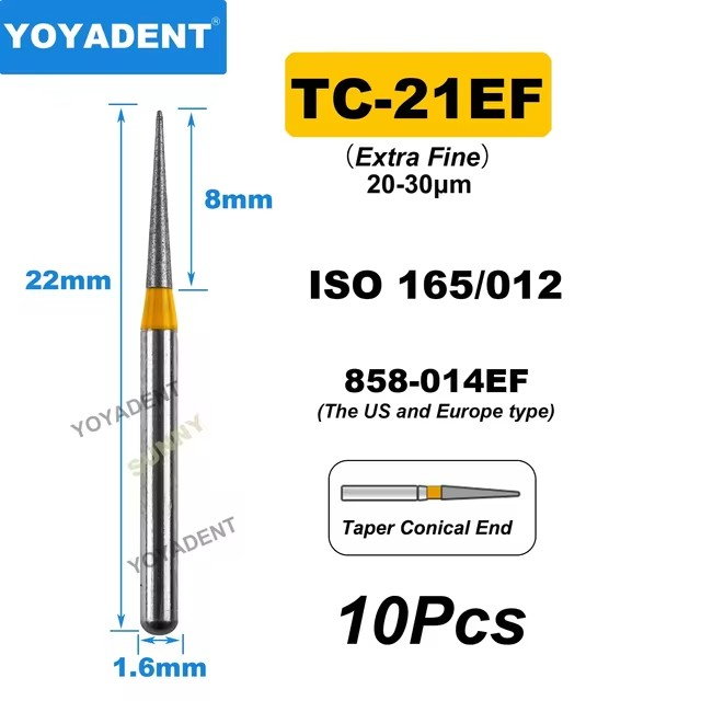 Dental Diamond Burs TC Type Taper Conical End for High-Speed 10Pcs/Pack