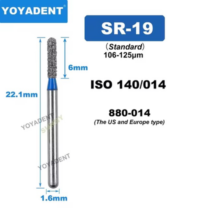 Dental Diamond Burs SR type for High Speed Dia.1.6mm 10pcs/Pack