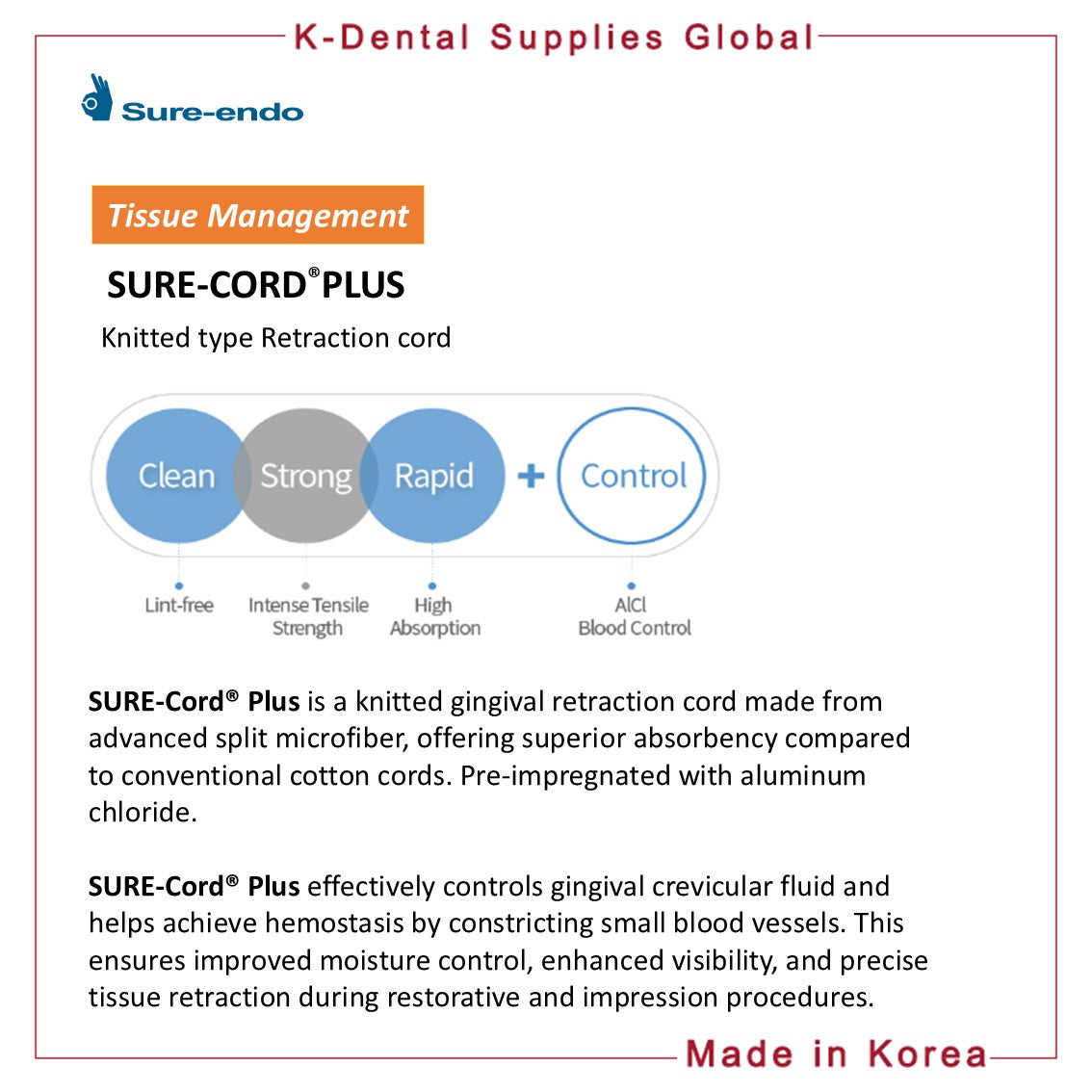 SURE-CORD® PLUS Knitted-type retraction cord