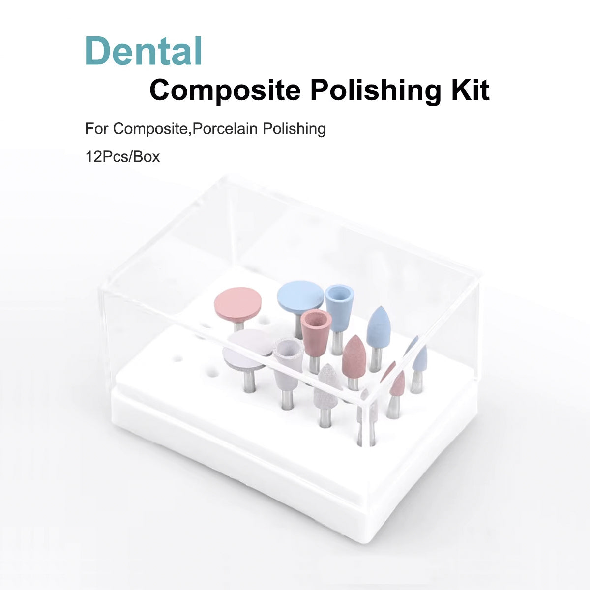 Dental Silicone Composite Polishing Rubber Grinding Kit RA Low-Speed (12 Pcs)