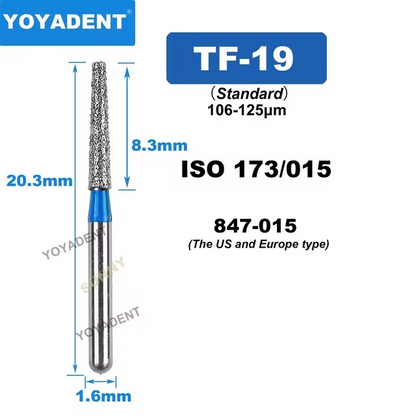 Dental Diamond Burs TF Standard for High-Speed 10Pcs/Pack