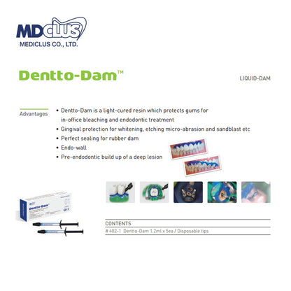 Dentto Dam Light-Cured Resin – Liquid Dam for Dental Moisture Exclusion 1.2ml x 5ea