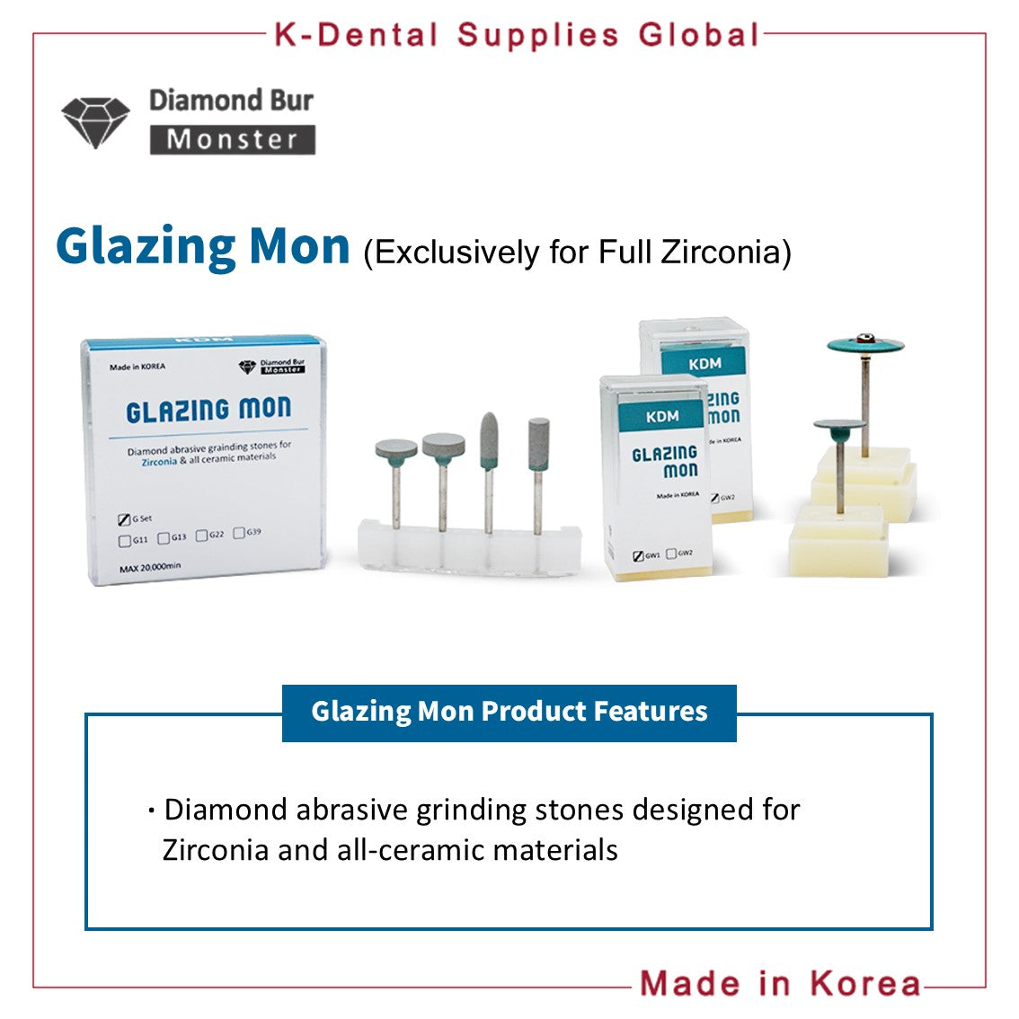 Glazing Mon Diamond Stone Bur(Exclusively for Full Zirconia)