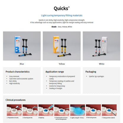Quicks Light curing temporary filling materials 3g x 3ea