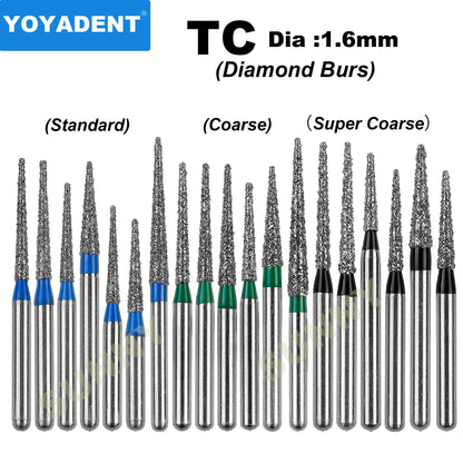 Dental Diamond Burs TC Type for High Speed Handpiece Dia.1.6mm 10pcs/Pack