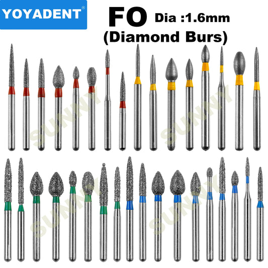 Dental Diamond Burs FO Type for High Speed Handpiece 1.6mm 10pcs/Pack