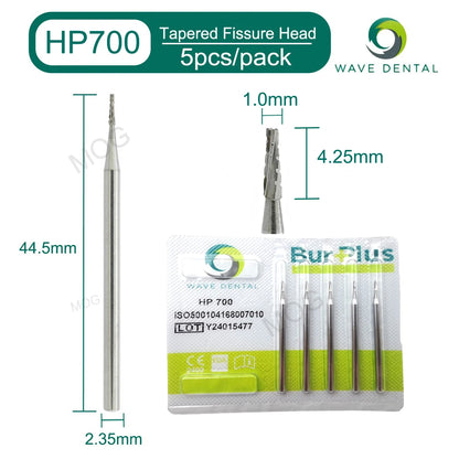 Dental Tungsten Carbide Low Speed Burs Tapered Fissure Head HP 699-704