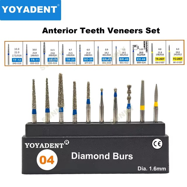 Dental Diamond Strawberries Burs Kit Polishing Tools for High Speed 10pcs/Box