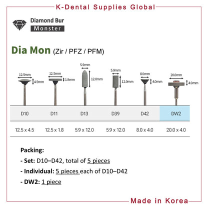Dia Mon Diamond Stone Bur(Zir / PFZ / PFM)