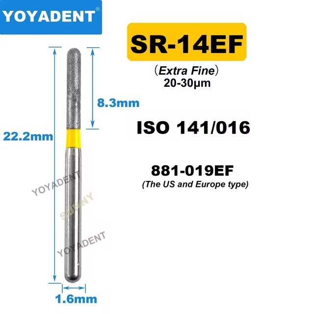 Dental Diamond Burs SR type for High Speed Dia.1.6mm 10pcs/Pack