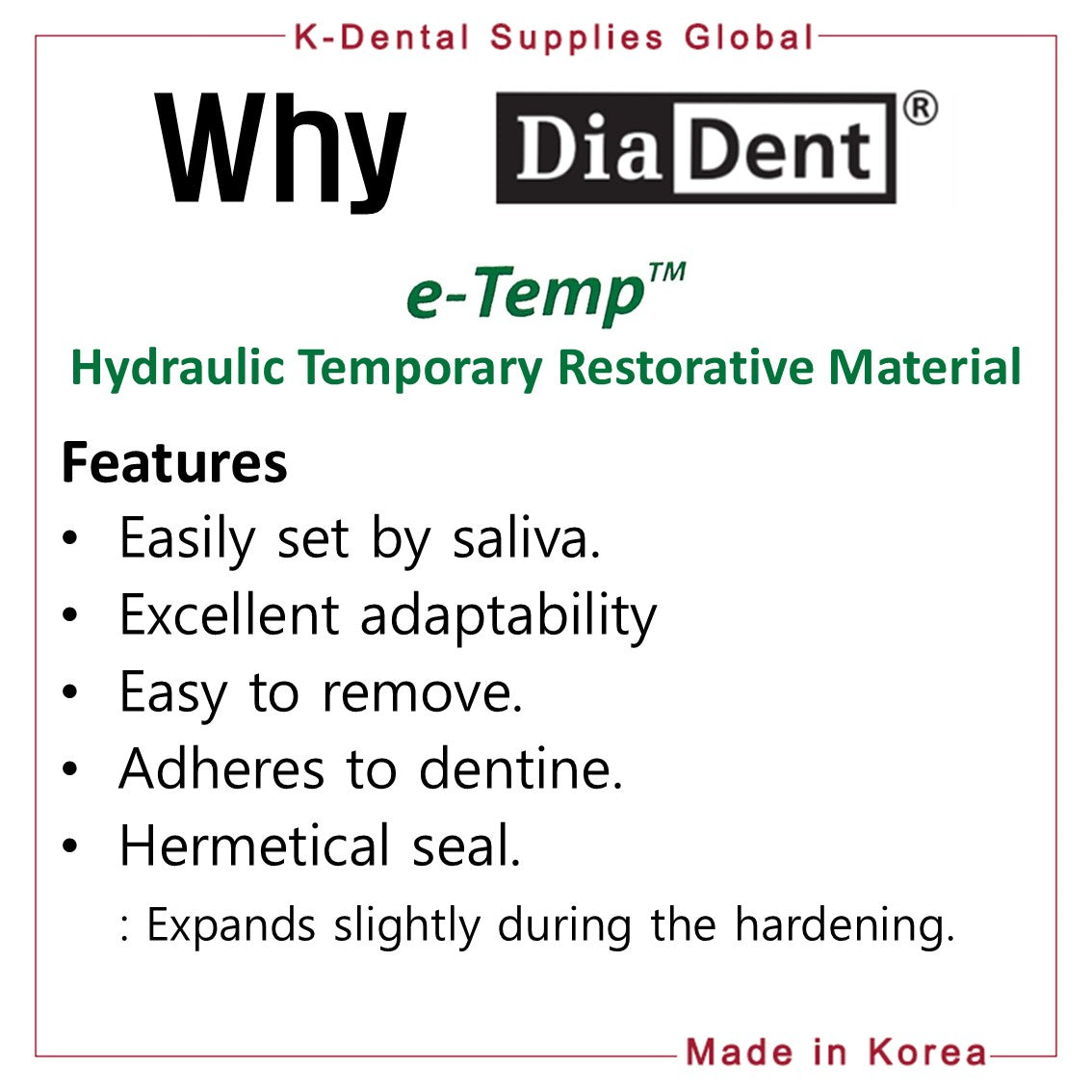 e-temp Hydraulic Temporary Restorative Material 30g
