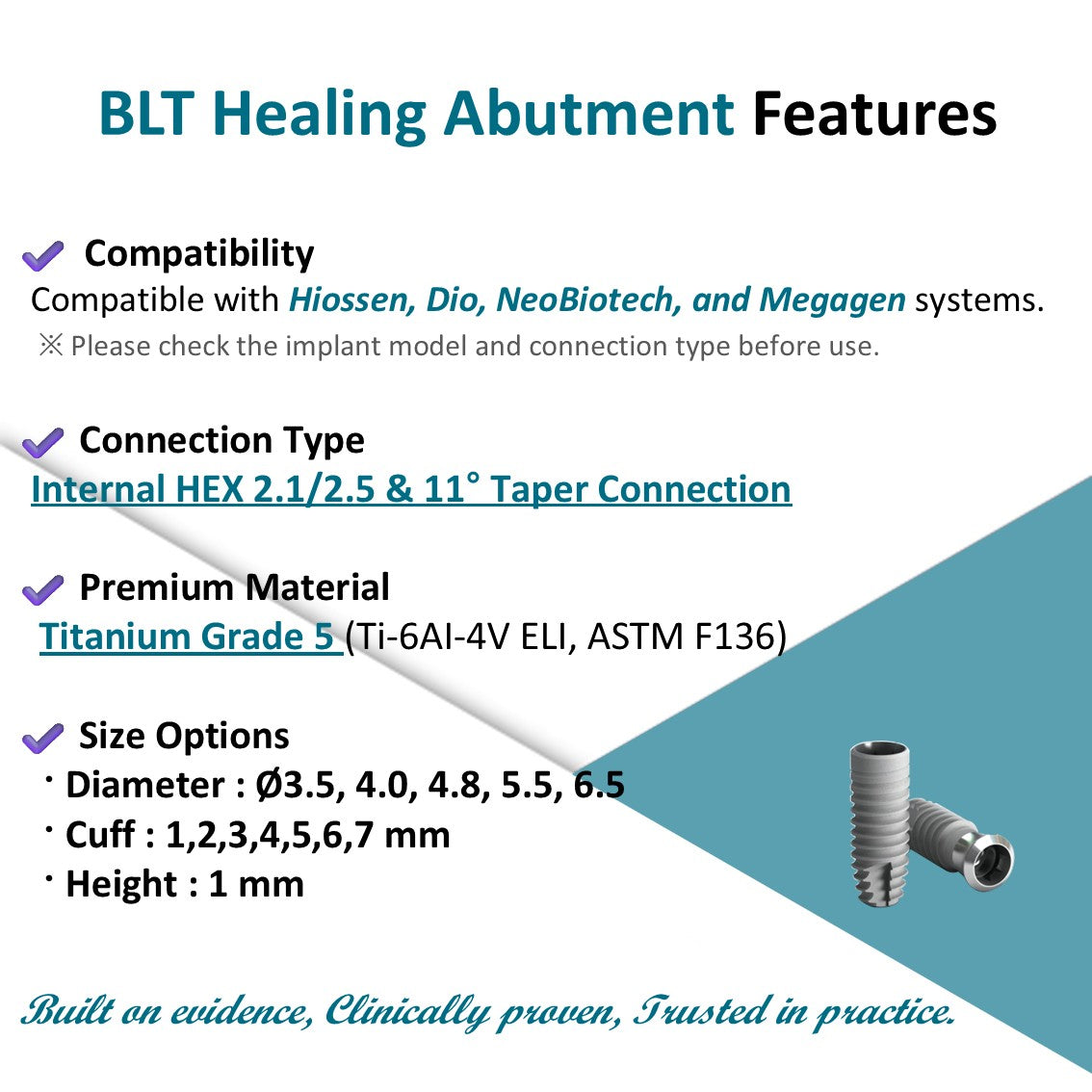 [Bone Level Tapered] Healing Abutment FDA/CE Made in Korea