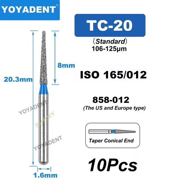 Dental Diamond Burs TC Type Taper Conical End for High-Speed 10Pcs/Pack