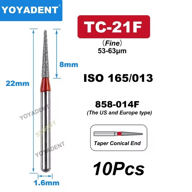 Dental Diamond Burs TC Type Taper Conical End for High-Speed 10Pcs/Pack