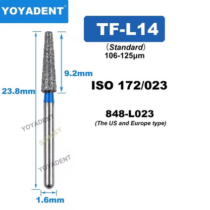 Dental Diamond Burs TF Standard for High-Speed 10Pcs/Pack