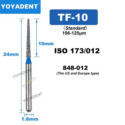 Dental Diamond Burs TF Standard for High-Speed 10Pcs/Pack