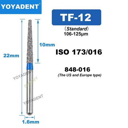 Dental Diamond Burs TF Standard for High-Speed 10Pcs/Pack