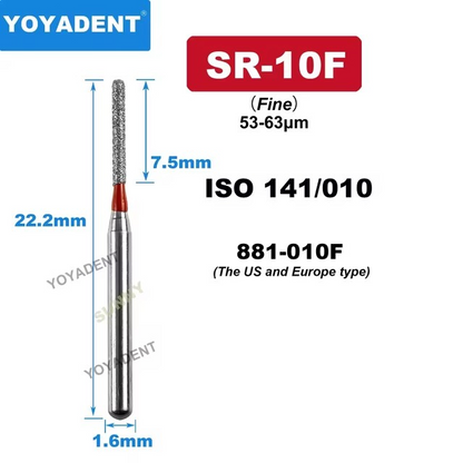 Dental Diamond Burs SR type for High Speed Dia.1.6mm 10pcs/Pack