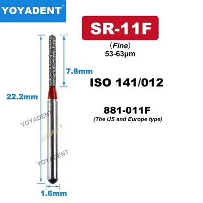 Dental Diamond Burs SR type for High Speed Dia.1.6mm 10pcs/Pack