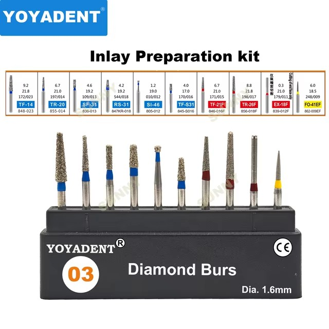 Dental Diamond Strawberries Burs Kit Polishing Tools for High Speed 10pcs/Box