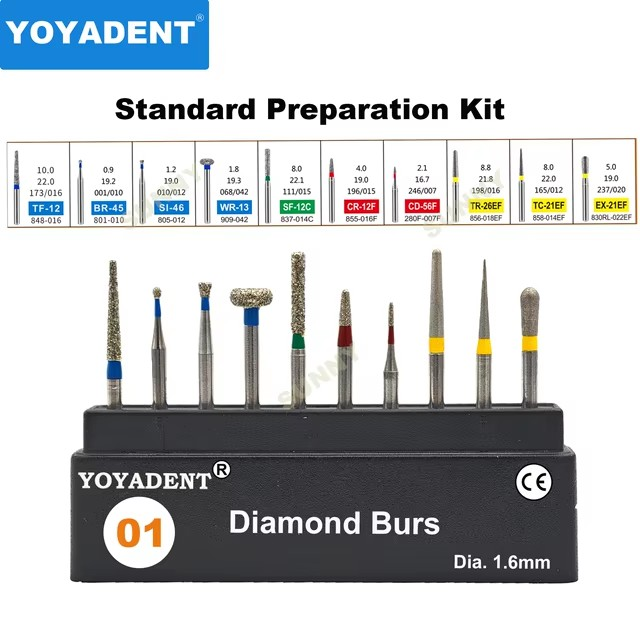 Dental Diamond Strawberries Burs Kit Polishing Tools for High Speed 10pcs/Box