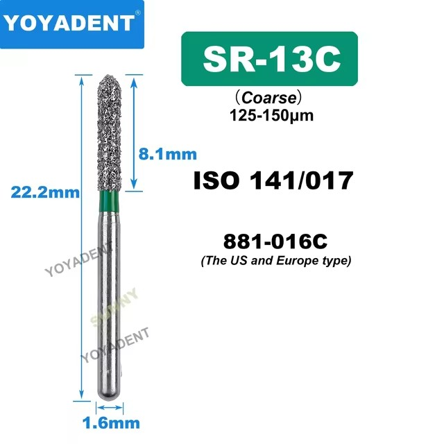 Dental Diamond Burs SR type for High Speed Dia.1.6mm 10pcs/Pack