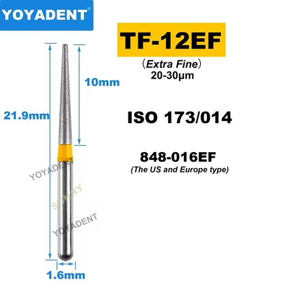 Dental Diamond Burs TF Fine/Extra Fine/Coarse type for High Speed 10pcs/Pack