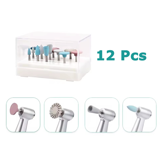 Dental Silicone Composite RA Spiral Wheel Polishing Rubber Grinding Kit (12 Pcs)