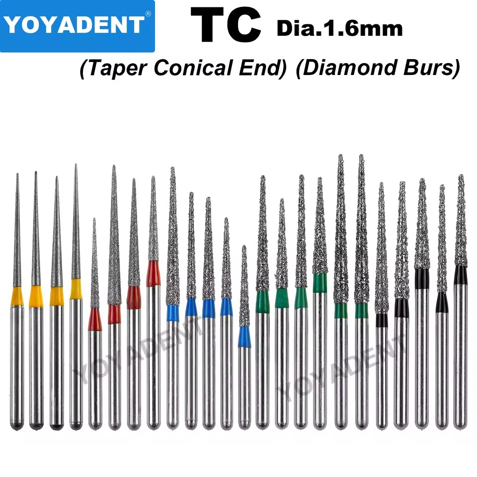 Dental Diamond Burs TC Type Taper Conical End for High-Speed 10Pcs/Pack